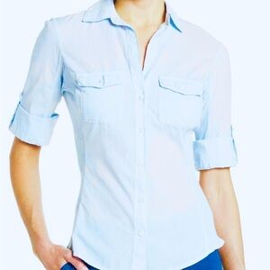 James Perse Perfect Standard Soft Turquoise Button Down Shirt, Size 3